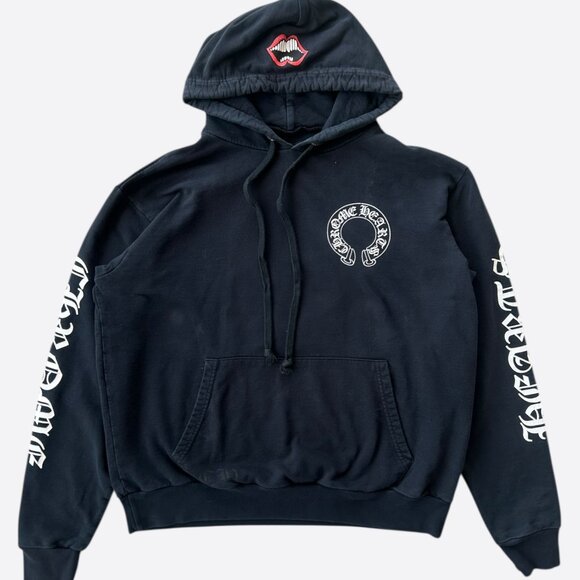 Chrome Hearts Black & White Horseshoe Logo Hoodie - Picture 1 of 7